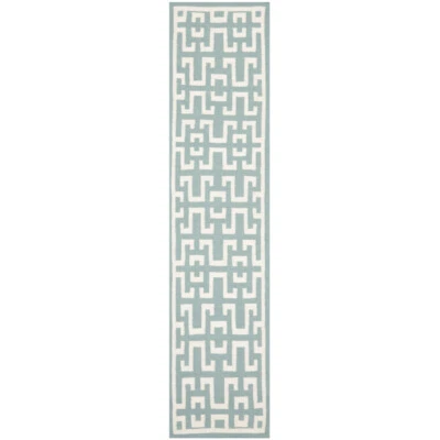 SAFAVIEH Dhurries DHU621A Handwoven Seafoam / Ivory Rug - Image 1 of 4