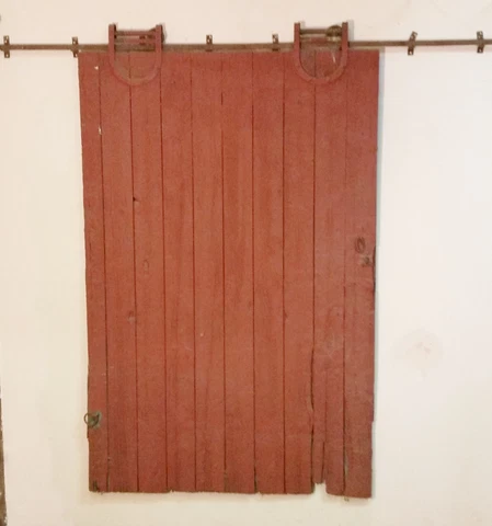 ANTIQUE BARN DOOR Ca. 1800s COUNTRY PINE Sliding Door with Track Cover