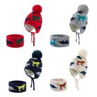 Warm Baby Hat Scarf Set Pom Hat Knit Kids Beanies with Ear Flap For 0-3 Years