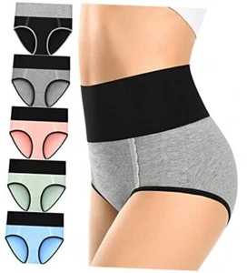 Cotton High Waisted Womens Underwear Soft Stretch Large 5 Pack=multicolor-b - Picture 1 of 8