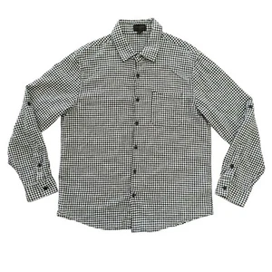 Magaschoni Man Large Linen Blend Blue Check Long Sleeve Button Up Men's Shirt - Picture 1 of 7