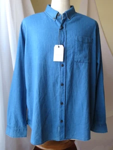COMO MANS COLLARED LONG SLEEVE BUTTON UP BLUE 100% COTTON SHIRT XXL NEW - Picture 1 of 10