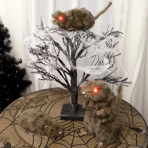3 Pack Realistic Fake Rats Halloween Animal Trick Toys Decorations Party Decor - Picture 1 of 8