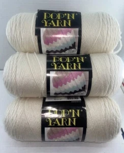 Pop’N Yarn No Dye Lot 6 8 Oz Skeins Vintage Acrylic Off White A8-122 USA MADE - Picture 1 of 6