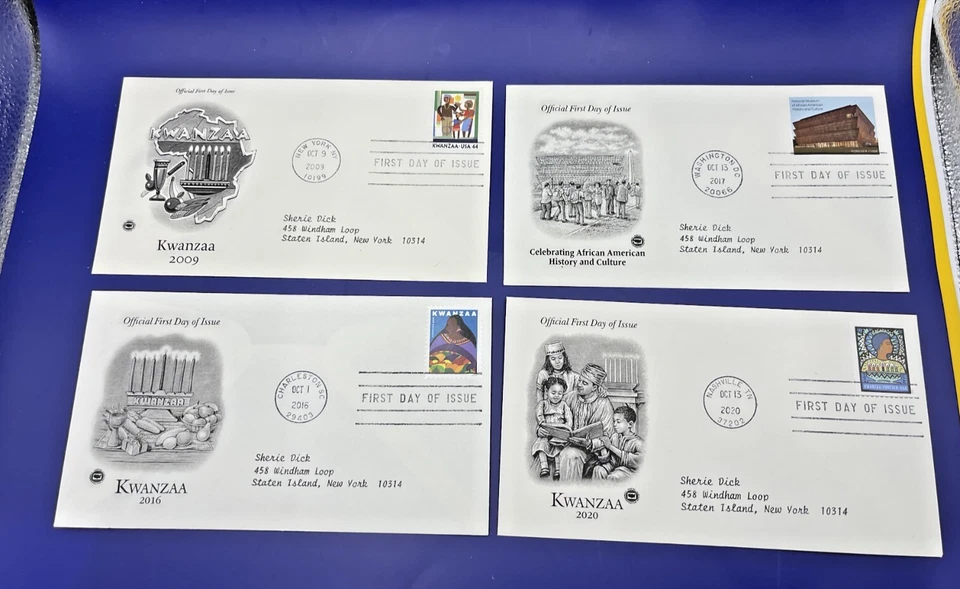 Black History & Kwanzaa FDC First Day of Issue Envelopes / Stamp / Lot of 4 - Image 1 of 4