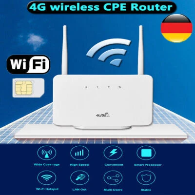 WLAN Router 4G LTE Wireless WiFi 300Mbps CPE Router SIM Karten mit 4 Antennen - Bild 1 von 4