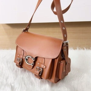 Coach CT721 Leather Soft Tabby Shoulder Bag Crossbody Brown New Outlet - Picture 1 of 8
