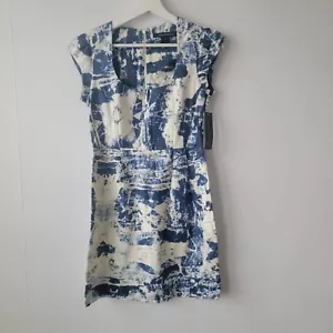 French Connection womens Sheath Dress size 2 Blue and white Linen Blend - Picture 1 of 8