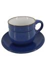 Friesland Kaffeetasse mit Unterteller blau Keramik