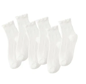 Women's Ruffle Socks Cute Ankle Socks Breathable Knit Cotton Soft Frilly Crew... - Picture 1 of 7