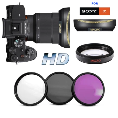  WIDE ANGLE + MACRO LENS + HD 3 FILTERS FOR Sony Alpha a7 IV WITH 28-70mm Lens - Image 1 of 4