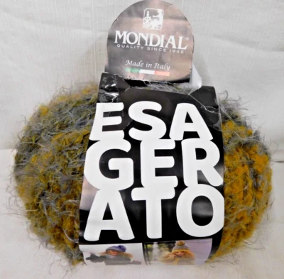 Vintage Mondial ESAGERATO Yarn~MOHAIR TYPE BLEND~Gold & Gray 200g, 500 m~ Large - Image 1 of 4