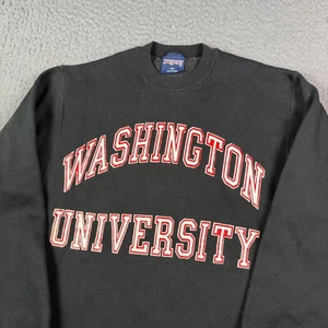 Vintage Washington University Jansport Sweatshirt Mens M Black Crewneck 90s USA - Picture 1 of 9