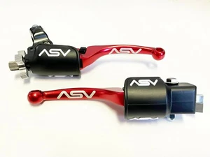 ASV F4 Front Brake Clutch Perch Levers Red Dust Covers Suzuki LTZ 400 Z400 250 - Picture 1 of 6
