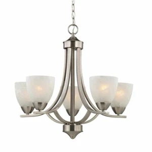 Design Classics Satin Nickel Alabaster Glass Chandelier  - Picture 1 of 3