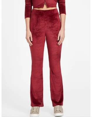 Guess Velour Flare Pants Burgundy velvet woman's size XL (USA) - Image 1 of 4