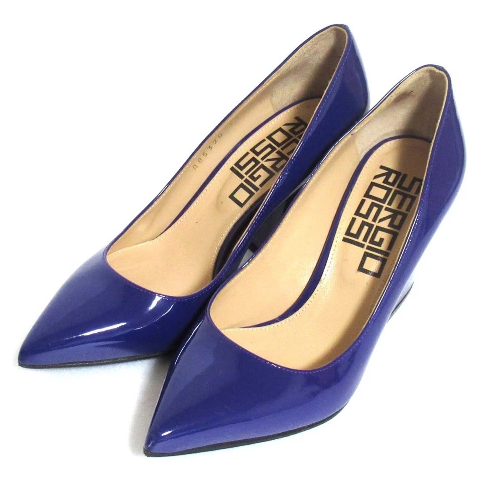 Sergio Rossi 漆皮尖头高跟鞋 34 码紫色女式二手 — 第 1/4 张图片