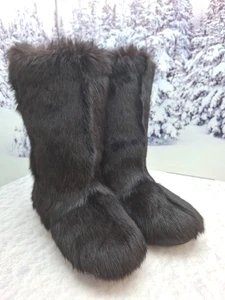 Dark Chocolate Rabbit Fur Winter Snow Boots for Women, Moutons EU39|US8 - Picture 1 of 11