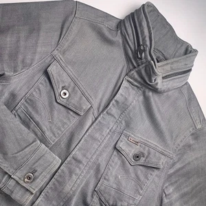 GSTAR Outdoor Jacket Mens Denim Military Style Cotton Blend Gray Medium Slim Fit - Picture 1 of 24