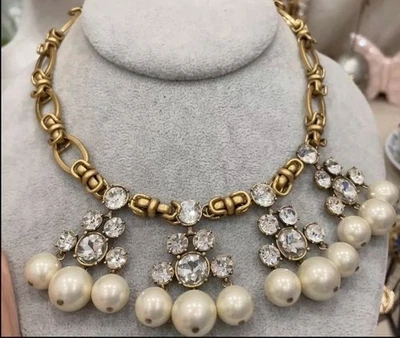 J. Collar babero Crew perla cristal araña abanico declaración Foto 1 de 4