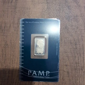 PAMP Suisse Lady Fortuna Platinum 5g Bar 999.5 Purity In Assay Card - Picture 1 of 2