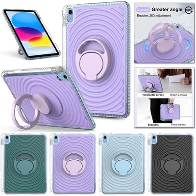 For iPad 10/11th Gen A16 Mini 7 Pro Air 11 13 stand hard back Har silicon case - Image 1 of 4