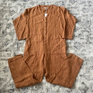 Outerknown Retrograde Jumpsuit in Rustic Orange Women’s Sz XS 100% Linen NWT - Picture 1 of 12