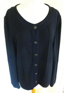 ST. JOHN COLLECTION SANTANA KNIT WARDROBE BASIC BLACK BUTTON CARDIGAN LN M/L - Picture 1 of 3