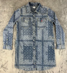 Gymboree Shirt Dress Girls Size 14 Pearl Snap Blue Denim Long Sleeve Pockets - Picture 1 of 11