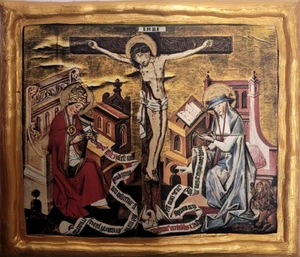 Crucifixion of Jesus Christ Ecclesiastical Roman Catholic Icon Plaque - Picture 1 of 6