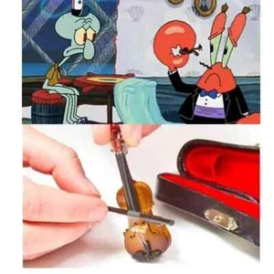 Worlds Smallest Miniature Violin Mini Case Instrument Toy Tiny Wood Gag Gift - Picture 1 of 10