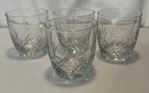 4 Unused Anchor Hocking Fleur 12 oz Flat Tumbler Glasses 3 3/4" Clear Fan Design - Picture 1 of 4
