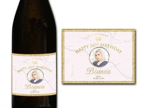 FOTO Personalizada Etiqueta de Botella de Champagne/Prosecco 21/30/40/50 - Imagen 1 de 3