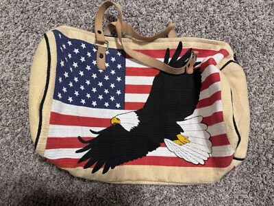 Rare Cute Patriotic Eagle Small Duffle Bag Purse Handbag Travel - Image 1 of 4