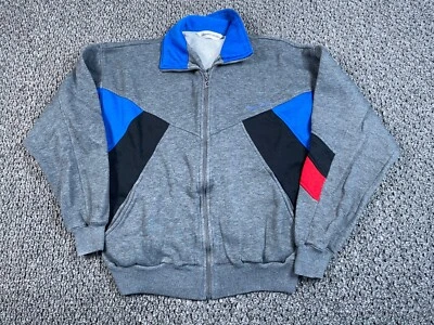 Moletom vintage Pierre Cardin com zíper adulto médio cinza azul vermelho anos 80 pista retrô - Imagem 1 de 4