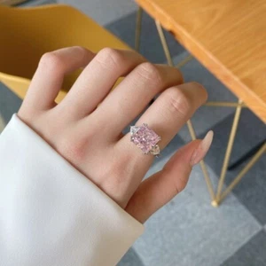 Princess Cut Ring Size 7! 925 Sterling Silver! Pink Cubic Zirconia Stone! - Picture 1 of 6