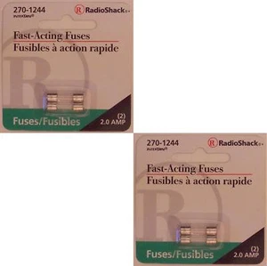 RadioShack Fast-Acting Glass Fuses 2-Amp 250 Volt 5x20mm 2A 250V 4/PK - Picture 1 of 2