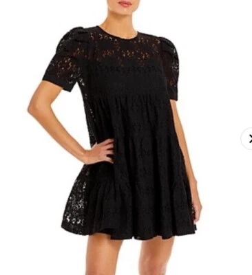 Vestido babydoll de renda aquática - Imagem 1 de 4