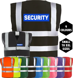 SECURITY Hi-Vis Viz Vest Workwear Staff Waistcoat Jacket Site Event Staff Door - Picture 1 of 18