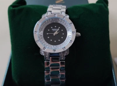 Matashi 18K White Gold Plated Women's Watch with Adjustable Band Links  $800 NIB - Image 1 of 4