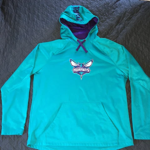 FANATICS CHARLOTTE HORNETS Men's Large Teal HOODIE Polyester SWEATSHIRT Cover