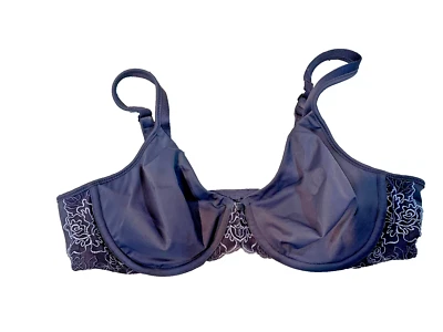 Sujetador Bali One liso en U 38D azul/gris satinado forrado con aros correa ajustable Foto 1 de 4