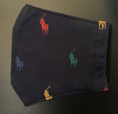 Washable Reusable Pocket Filter Cotton Polo Yellow Red Pony Face Mask Black  - Image 1 of 3