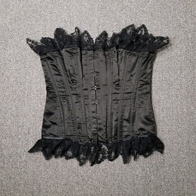 Corset Lingerie Womens 28" Black With Lace Up Boned Shaper Top