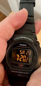 Casio W219H-1BV, 50 Meter WR Chronograph Watch, Alarm, Black Resin, Illuminator - Picture 1 of 4