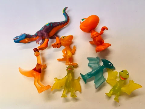 Dinosaur Train Toy Character Figures Lot- 6 Learning Curve 2010 & 1 Mega Bloks Cover