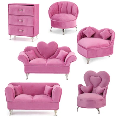 Sofá de franela miniatura para casa de muñecas escala 1:6 joyero muebles accesorios Foto 1 de 4