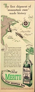 Ron Merito Puerto Rican Mountain Rum Vintage Print Ad 1943 - Picture 1 of 6