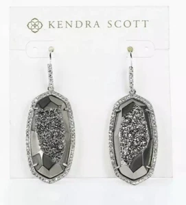 KENDRA SCOTT Ellen Drusy Drop Earrings 2" drop 3/4 width French Wire W1052 - Picture 1 of 2