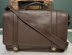 Coach Briefcase Brown Leather business Laptop bag VINTAGE - VERY GOOD - Picture 1 of 10